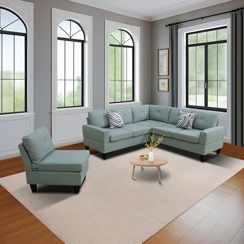 4-Piece Pale Green Sofa Couch Set by CDT MEDIA MZX-Emma-SF-00059-DX (for Sofa Couch Buyers)