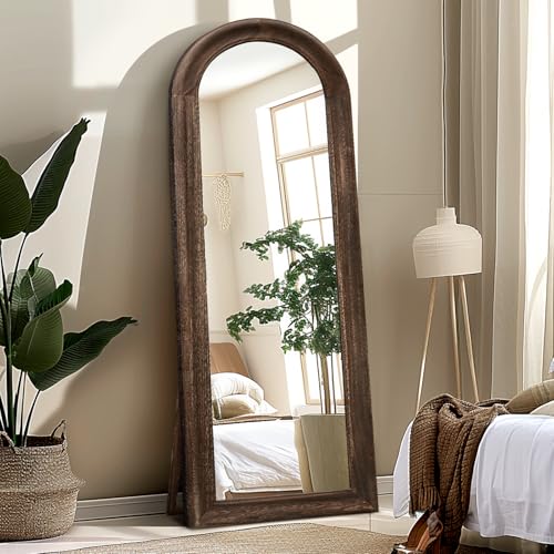 Large Brown Arched Full Length Mirror for Living Room or Bedroom
