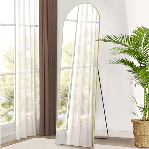 Full Length Bedroom Mirror 64x21 with Stand - Gold Frame