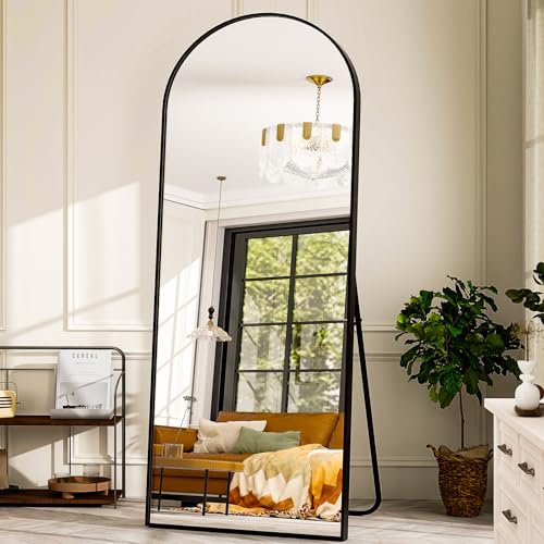 Extra Large Black Arched Full Length Mirror for Bedroom, Living Room, Bathroom