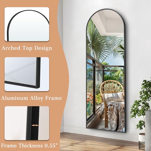 Full Length Arched Mirror 57x20, Versatile Decor for Living Room, Bedroom & Cloakroom, Black
