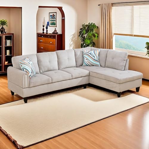 Grey and White Corduroy Right Chaise Sofas & Couches by CDT MEDIA MZX-Niki-SF-00062-LWJ for Customers Looking for Furniture