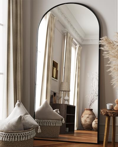 Floor Standing Full Length Arched Mirror, 71x28 inches, Black