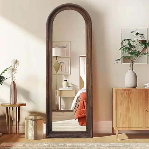 Large Brown Arched Full Length Mirror for Living Room or Bedroom