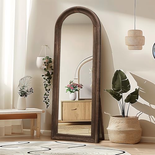 Large Brown Arched Full Length Mirror for Living Room or Bedroom