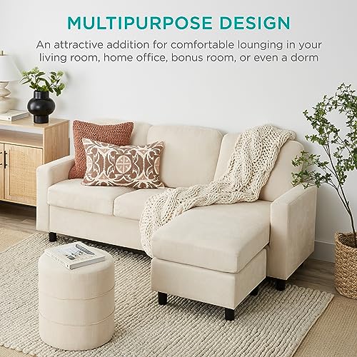 Compact Upholstered Sectional Sofa for Small Spaces - Ivory