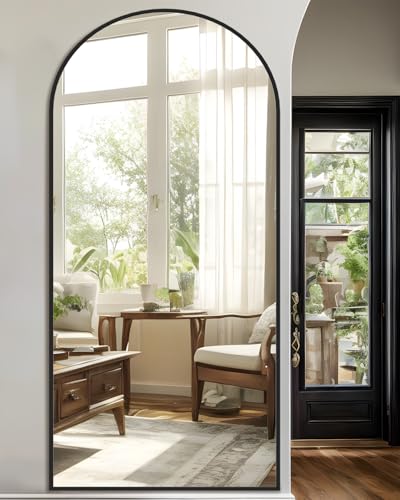 Black Full Length Arched Floor Mirror for Bedroom and Living Room