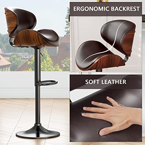 Modern Brown Bar Stools Set of 4 for Kitchen and Dining Room