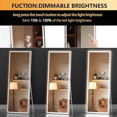 56 x 18 LED Full Length Mirror with Lights for Dressing, Dimmable, Safe to Use