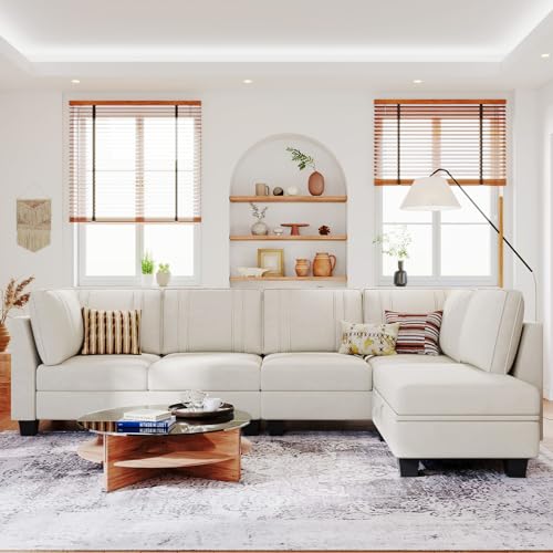 Luxury 4 Seater Velvet Sectional Sofa with Reversible Chaise and Convertible Ottoman