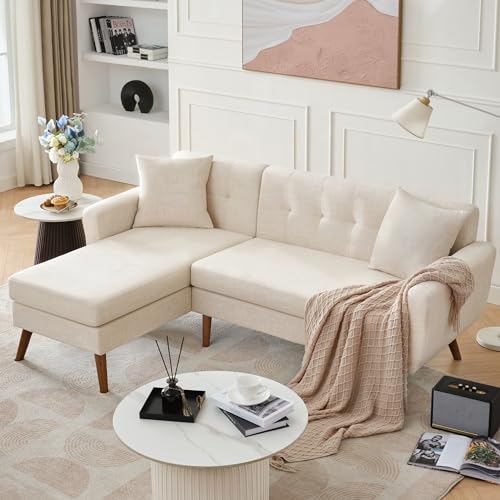 Mid-Century Modern L-Shaped Sofa with Chaise Lounge for Living Room and Bedroom