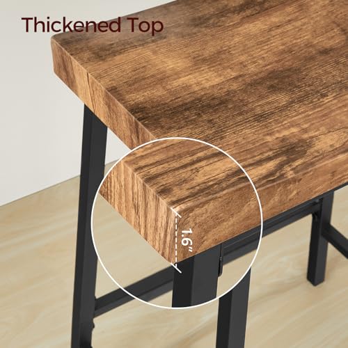 Set of 2 Industrial Style Bar Stools with Footrest, Counter Height, for Kitchen, Dining Room, Bar - Rustic Brown/Black