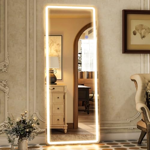 LED Full Length Mirror for Bedroom - 64 x 21 - White