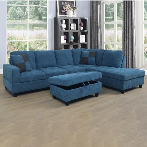 Blue Sectional Sofa: CDT MEDIA MZX-Carl-SS-00038-LWJ, 103.5x74.5x35 (Audience: General furniture shoppers)