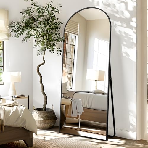 Full Body Mirror, 64x24, Black Arched Frame, Free Standing or Wall Leaning
