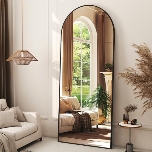 Black Floor Mirror - 21x 56 Rectangle, Aluminum Frame Free-Standing/Wall-Leaning Full-Length Mirror for Living Room, Bedroom, and Cloakroom.