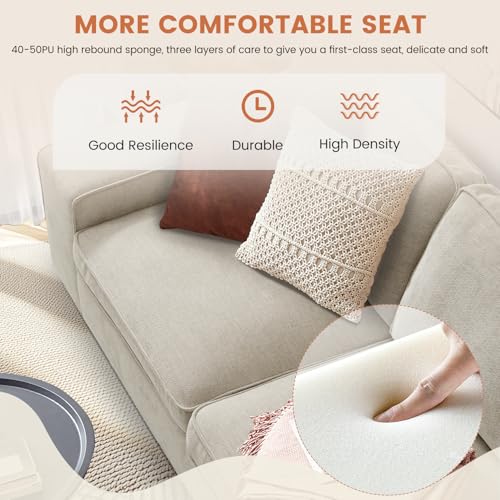 Multi-Functional L Shaped Sofa with USB Charging Ports, Storage Space, Beige Fabric - for ASHOMELI 99 audience