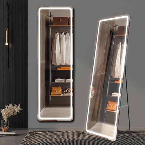 Full Length LED Mirror with Stand for Bedroom and Living Room