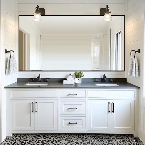 Black Full-Length Mirror with Stand - Large Thin Frame
