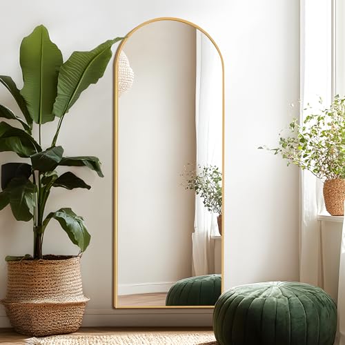 Gold Full-Length Arched Mirror with Stand