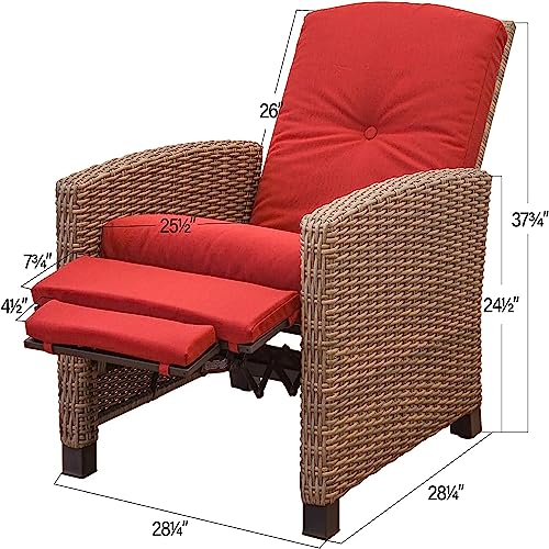 Outdoor Patio Chaise Lounge Chair for Yard or Pool, Red