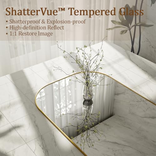 Full Length Gold Wall Mirror with Stand, 56x21 - Bedroom & Living Room