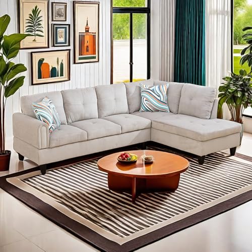 Grey and White Corduroy Right Chaise Sofas & Couches by CDT MEDIA MZX-Niki-SF-00062-LWJ for Customers Looking for Furniture