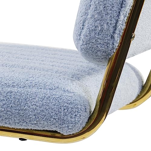 Mid-Century Blue Counter Height Bar Stools (Set of 2) Gold Base