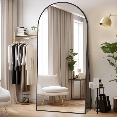 MELOMOIR 76x34 Arched Full Length Floor Mirror - Black, Free-Standing or Leaning