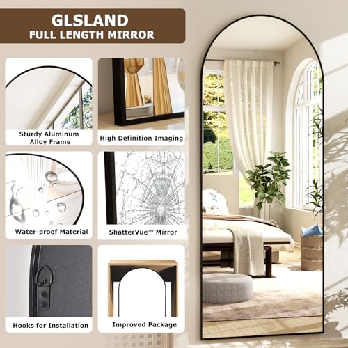 Extra Large Black Arched Full Length Mirror for Bedroom, Living Room, Bathroom