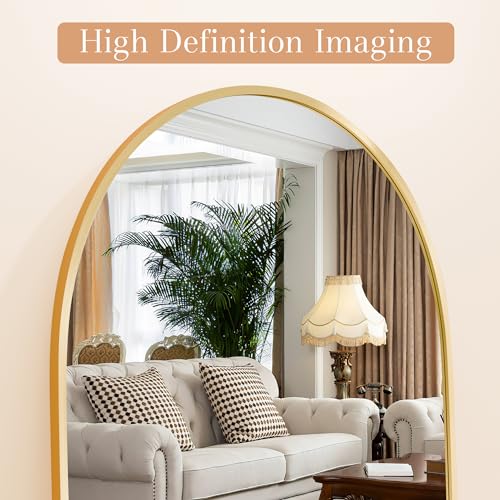 Full Length Free Standing Mirror with Thin Aluminum Alloy Frame for Bedroom, Living Room, and Dressing Room, 57 x 20, Gold