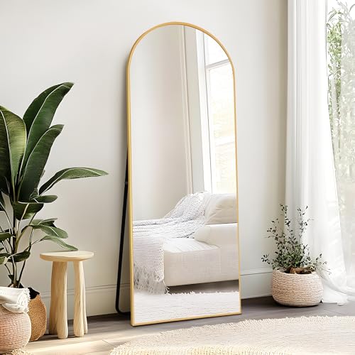 Gold Full Length Arched Mirror with Stand - Free Standing or Wall Lean