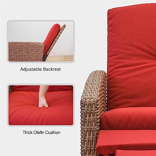 Red Outdoor Patio Chaise Lounge Chair for Yard or Pool