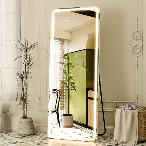 LED Full Length Mirror for Bedroom - 64 x 21 - White
