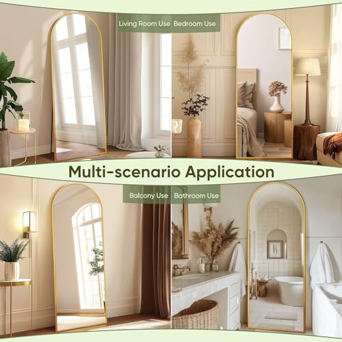 Gold Arch Mirror - Full Length, 59x18, for Bedroom, Cloakroom, Living Room