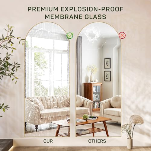 Full Length Arched Mirror with Shatter-Proof Glass for Bedroom or Cloakroom