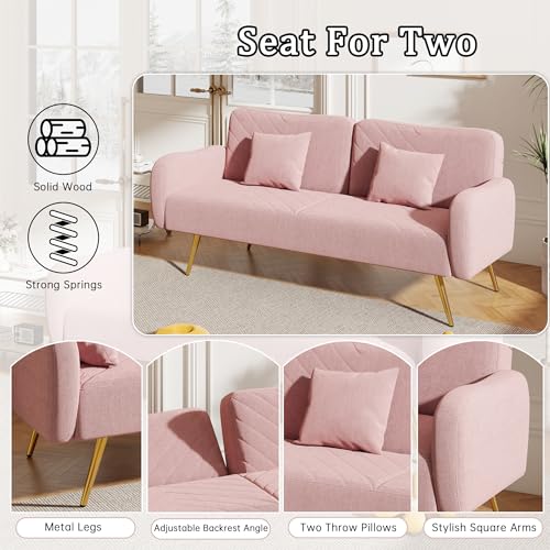 CDT MEDIA Adjustability Sectional Sofa Bed, Modular Design, 2 Throw Pillows, Living Room/Bedroom