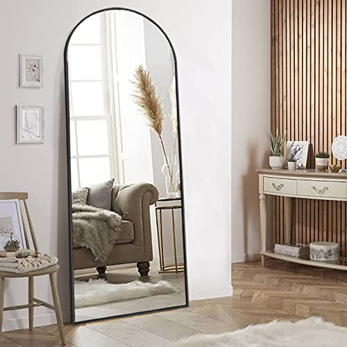 Stylish Black Arched Floor Mirror, 56x20, for Bedroom