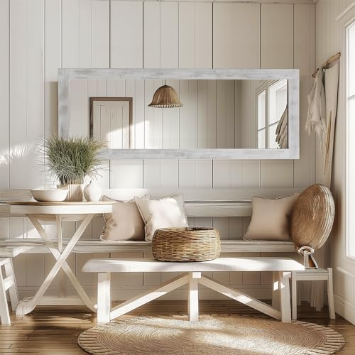 Rustic Farmhouse Full Length Mirror for Bedroom and Living Room, 64x21 Wood Frame Mirror