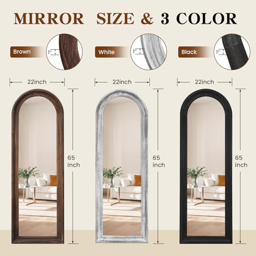 Large Brown Arched Full Length Mirror for Living Room or Bedroom
