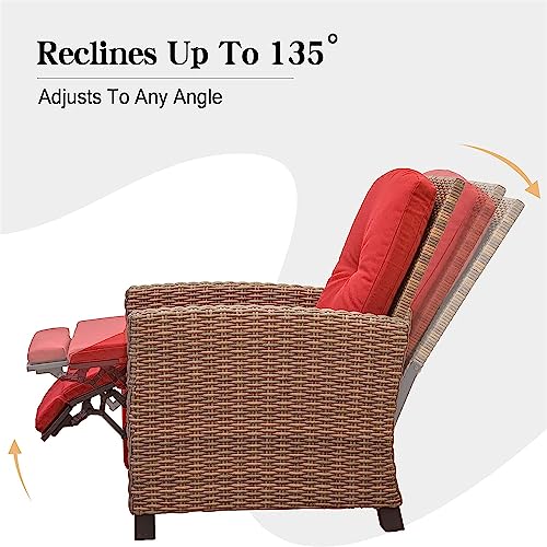 Outdoor Patio Chaise Lounge Chair for Yard or Pool, Red