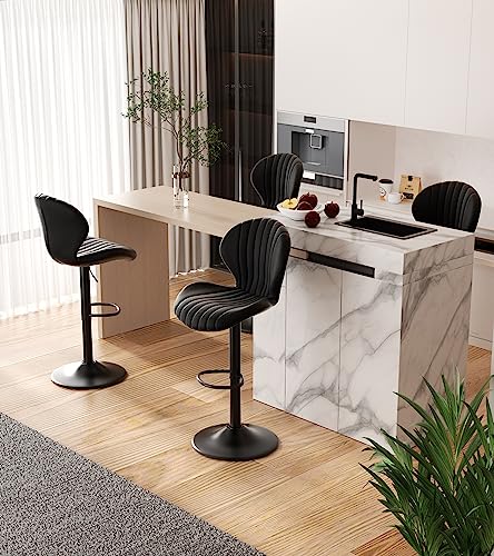 Modern Swivel Bar Stools Set of 3 with High Backrest for Bar, Kitchen, Dining Room - Easy Assembly