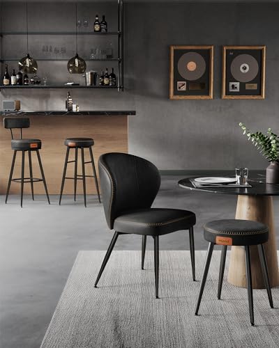 Mid-Century Modern Ink Black Swivel Bar Stools, 30-Inch Tall, Kitchen Home Bar