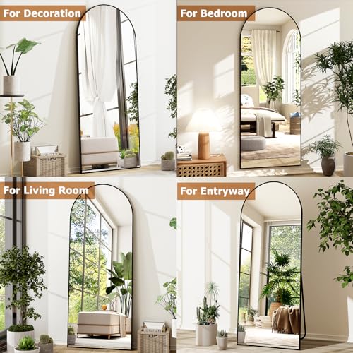 Extra Large Black Arched Full Length Mirror for Bedroom, Living Room, Bathroom