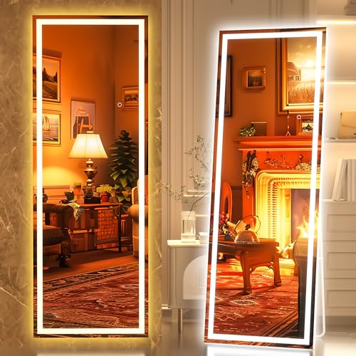 56 x 18 LED Full Length Mirror with Lights for Dressing, Dimmable, Safe to Use