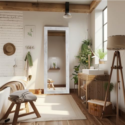 Rustic Farmhouse Full Length Mirror for Bedroom and Living Room, 64x21 Wood Frame Mirror