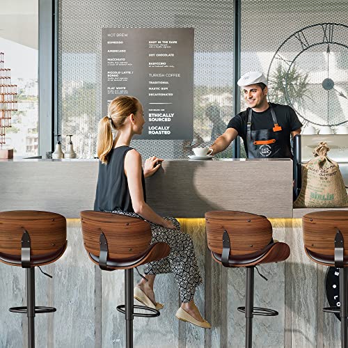 Modern Brown Bar Stools Set of 4 for Kitchen and Dining Room